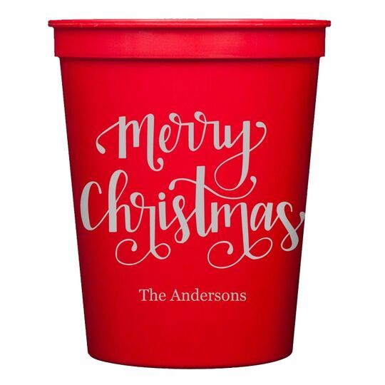 Hand Lettered Merry Christmas Stadium Cups